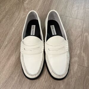 Steve Madden White Slip-On Loafers